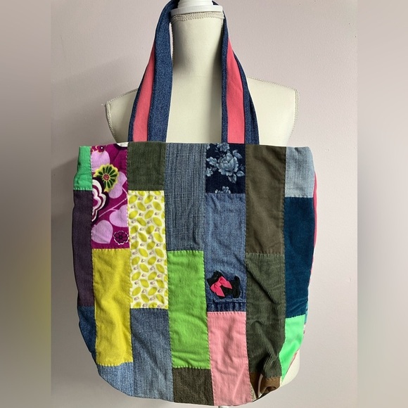JPThreads Handbags - Handmade Upcycled Denim Tote/Shoulder Bag, Multicolored
